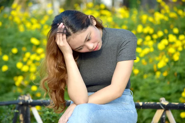 Worrisome Young Filipina Female — Stock Photo, Image