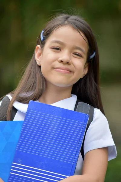 Prep Minority Female Student Portrait Notebooks — Stock Photo, Image