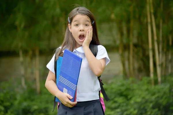 Shocked Filipina Person With Notebooks