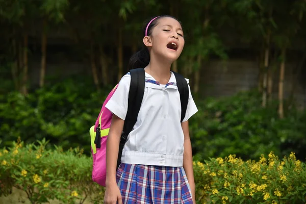 Stressed Female Student Wearing School Uniform