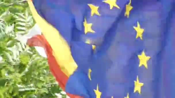 Bandera de la Unión Europea ondeando — Vídeo de stock