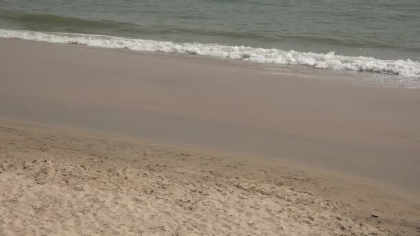 Песок и вода на пляже — стоковое видео