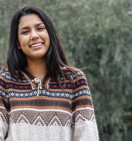 Smiling Cute Peruvian Girl Teenager