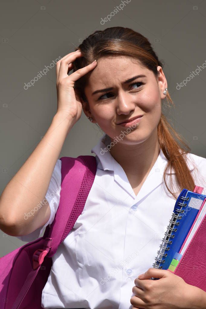 Catholic Female Student And Confusion With Books