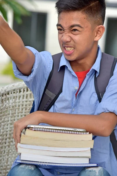 Estudiante Loco Con Cuadernos — Foto de Stock