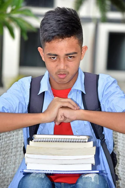 Mad Boy Student With Notebooks