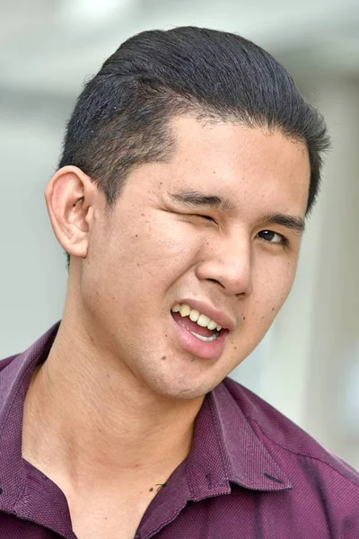 Winking Young Asian Male — Stok Foto