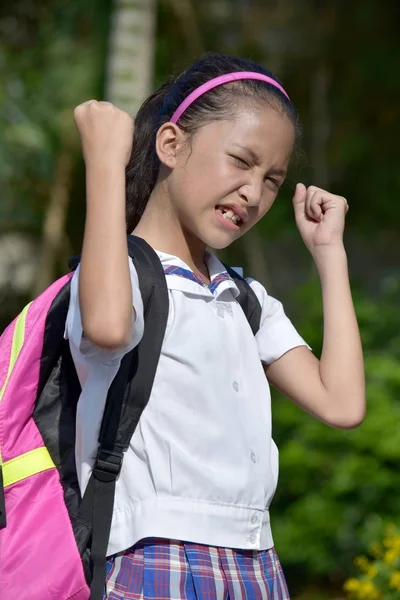 Üniforma Giyen Güçlü Kız Öğrenci Okul Kız — Stok fotoğraf