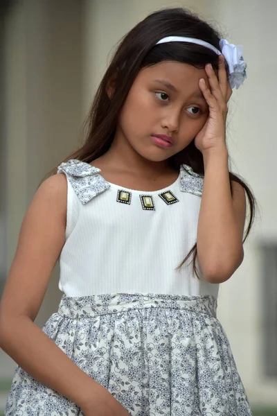 Girl And Sadness Wearing Dress — Stock Photo, Image