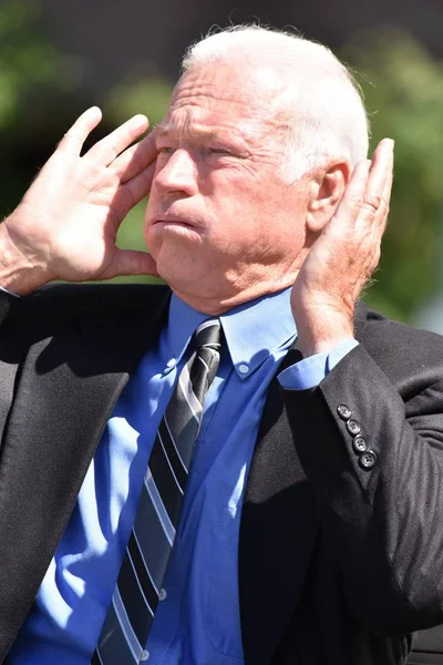 Adult Senior Business Executive Under Stress Wearing Suit And Tie