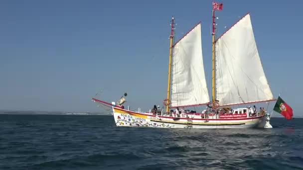 Un velero en el océano — Vídeos de Stock