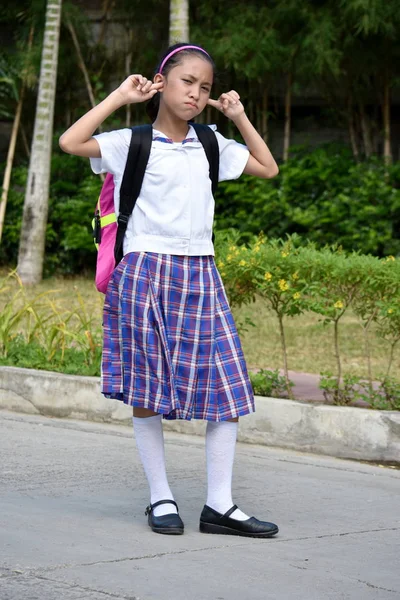 Silent Pretty Girl Student Wearing Uniform With Books
