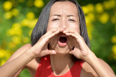 Yetişkin bir kadın bağırarak