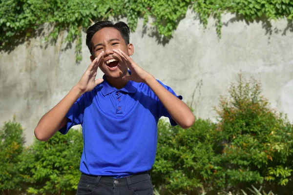Jó látszó ázsiai fiú beszélő — Stock Fotó