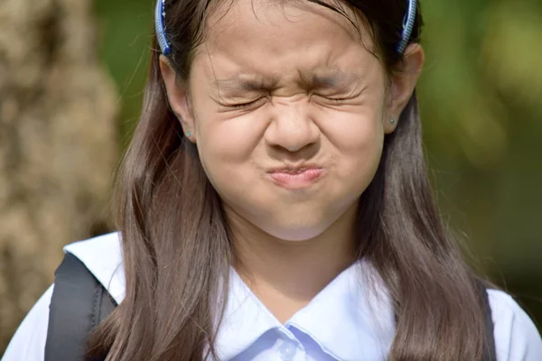 Junge asiatische Kind Mädchen Student und Angst — Stockfoto