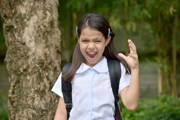 School Girl Under Stress Wearing School Uniform — Stock Photo, Image