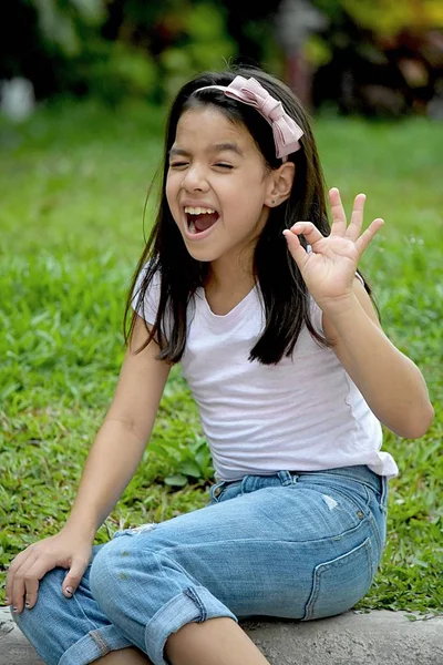 Ok Jovem Asiático Menina Preteen — Fotografia de Stock