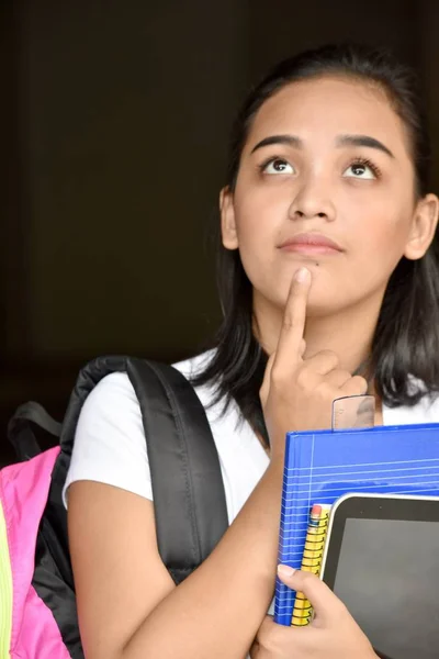 Σχολείο κορίτσι αποφασίζει με φορητούς υπολογιστές — Φωτογραφία Αρχείου