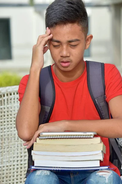 Diverse Male Student And Anxiety — Stock Photo, Image