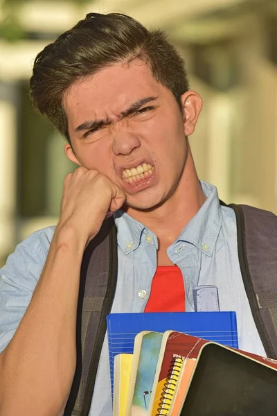 Youthful Diverse Male Student And Anger — Stock Photo, Image