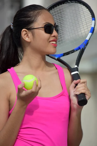 Fitness Diverse Girl Tennis Player Smiling