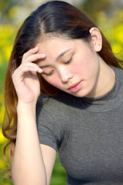 Çekici Asya kadın ve depresyon