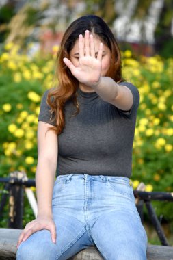 Azınlık kadın Gesturing durdurma