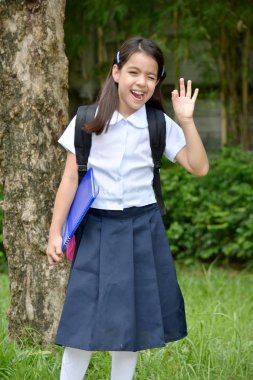 Kitaplar ile Göz kırpma Asya Kız Öğrenci