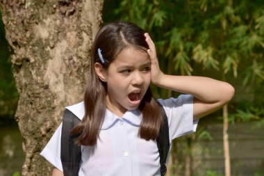 Dizüstü bilgisayarlar ile stres altında Katolik kız öğrenci