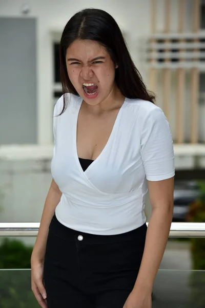 A Stressful Beautiful Filipina Person — Stock Photo, Image