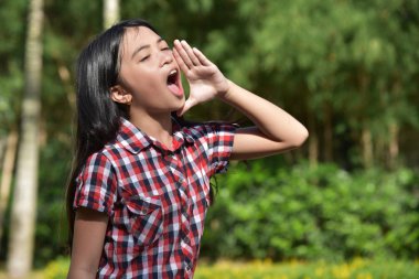 Asyalı bir kadın bağırarak