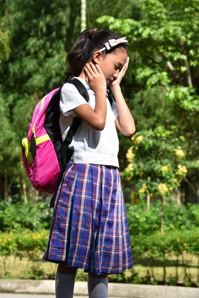 Female Student Under Stress With Notebooks