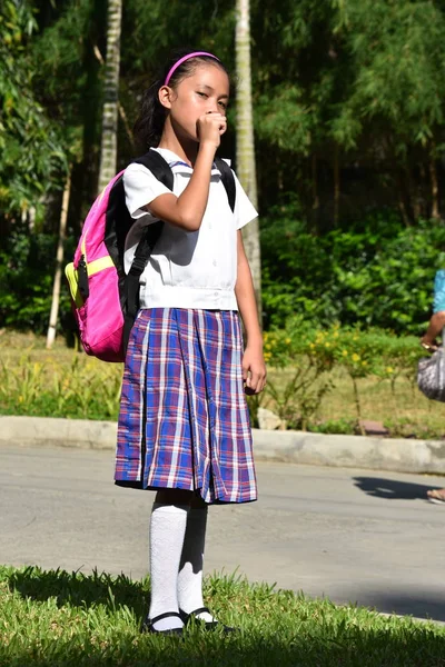 Sick Prep Female Student With Notebooks