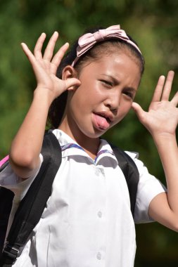Genç Asya Lı Kız Komik Yüzler Yapma
