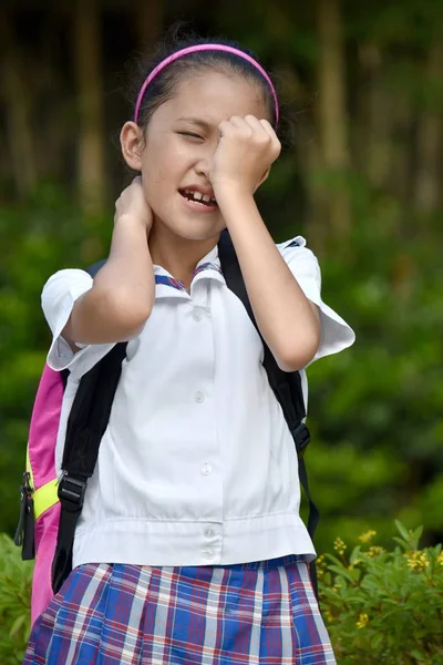 Ansioso Cute Diverse Pessoa vestindo uniforme escolar — Fotografia de Stock