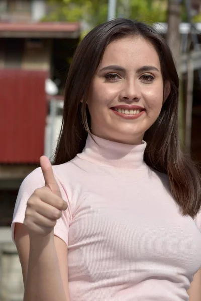 A Female With Thumbs Up — Stock Photo, Image