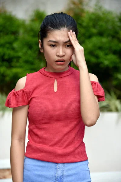 A Youthful Diverse Girl And Anxiety — Stock Photo, Image