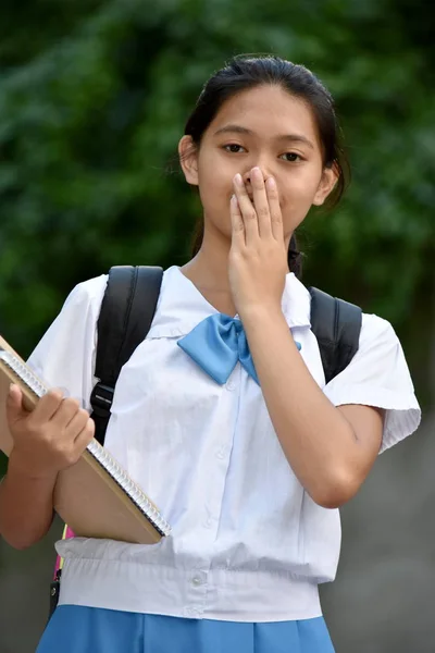 A Bashful Youthful Diverse Girl Student — Stok Foto