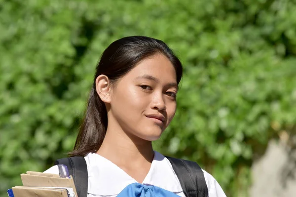 Unemoemotional Youthful Азіатська Студент Підліток Школа Дівчина — стокове фото