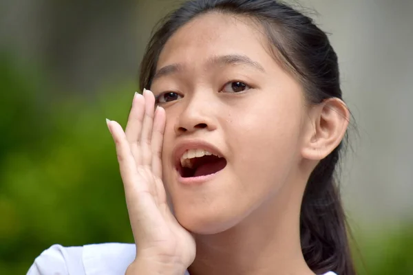 A Pretty Asian Girl Shouting — Stok Foto
