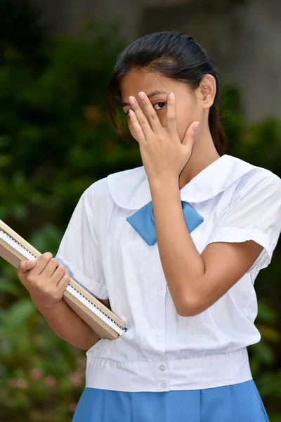A Timid Student Teenager School Girl — Stock Photo, Image