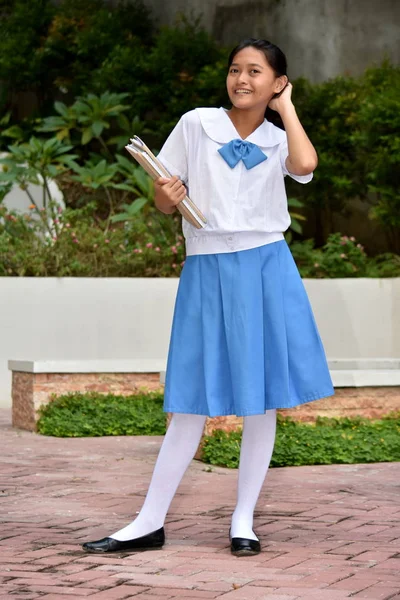 Beautiful Girl Student Posing With School Books — 스톡 사진