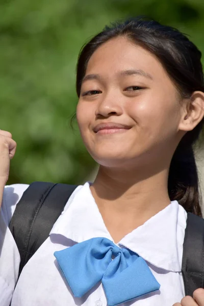 Young Minority School Girl And Winning — Stock Photo, Image