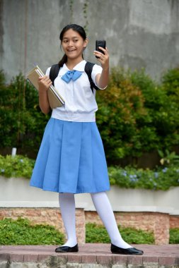 Güzel Asyalı Bayan Öğrenci Selfie