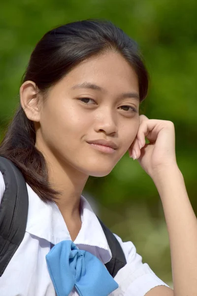 An An Asian Girl Student Deciding — ストック写真