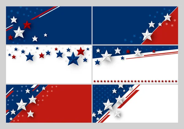 Conjunto Banner Diseño Fondo Abstracto Bandera Americana Con Ilustración Vectores — Archivo Imágenes Vectoriales