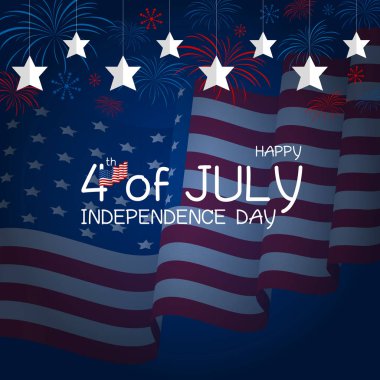 ABD 4 Temmuz bağımsızlık günü tasarımı fireworks vektör çizim ile Amerikan bayrağı