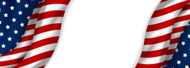 ABD banner tasarımı kopya alanı beyaz zemin üzerine Amerikan bayrağı
