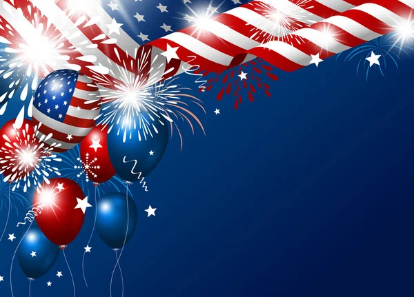 Ηπα Ιουλίου Ευτυχισμένη Ημέρα Ανεξαρτησίας Σχεδιασμός Αμερικανική Σημαία Και Μπαλόνι — Διανυσματικό Αρχείο