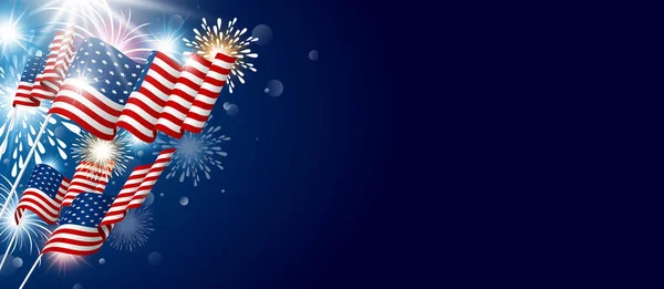 Abd Temmuz Bağımsızlık Günü Tasarımı Fireworks Vektör Çizim Ile Amerikan — Stok Vektör